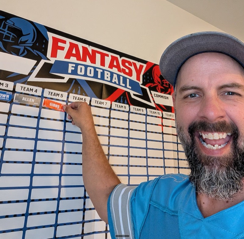 Peel, stick, erupt step for setting up the Draft Barons draft board