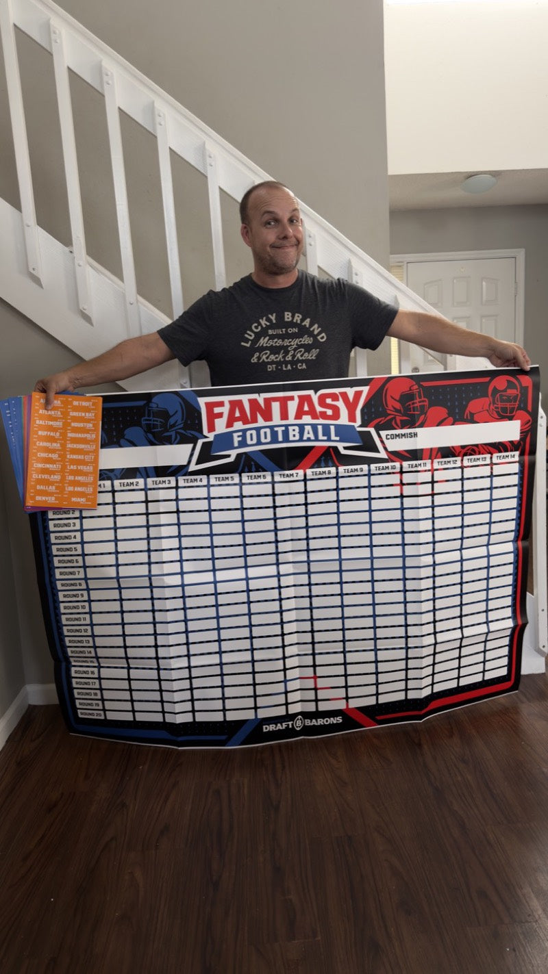 Customer holding the extra-large Draft Barons board