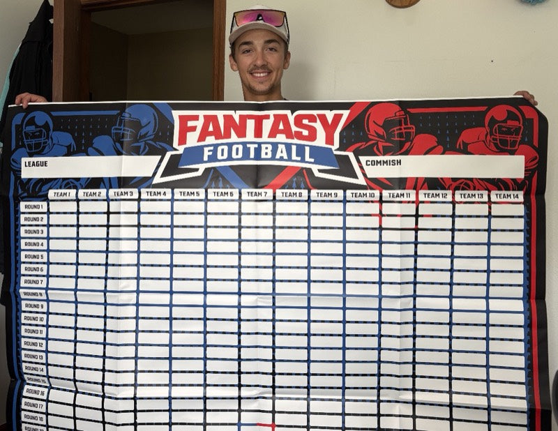 A Draft Barons board set up for draft night