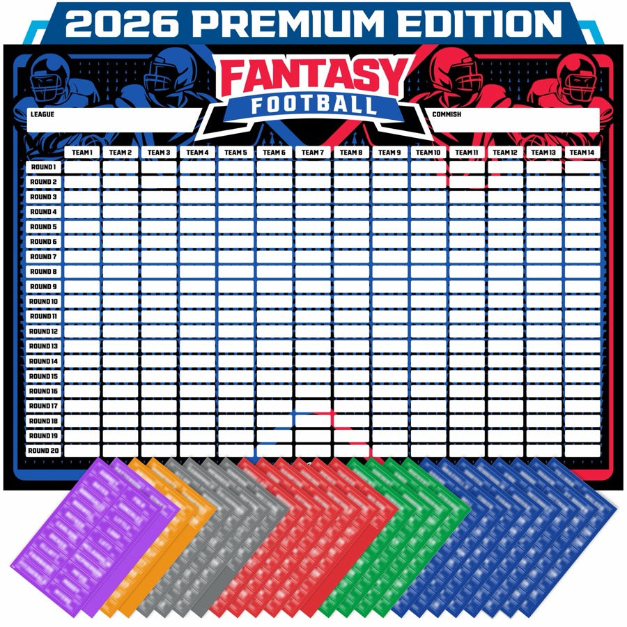 Draft Barons 2026 fantasy football draft board kit